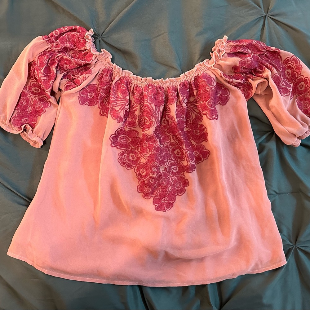 For Love & Lemons Floral Blouse in pink